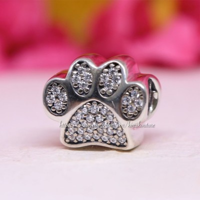Authentic Pandora Sparkling Paw Print Charm 791714CZ