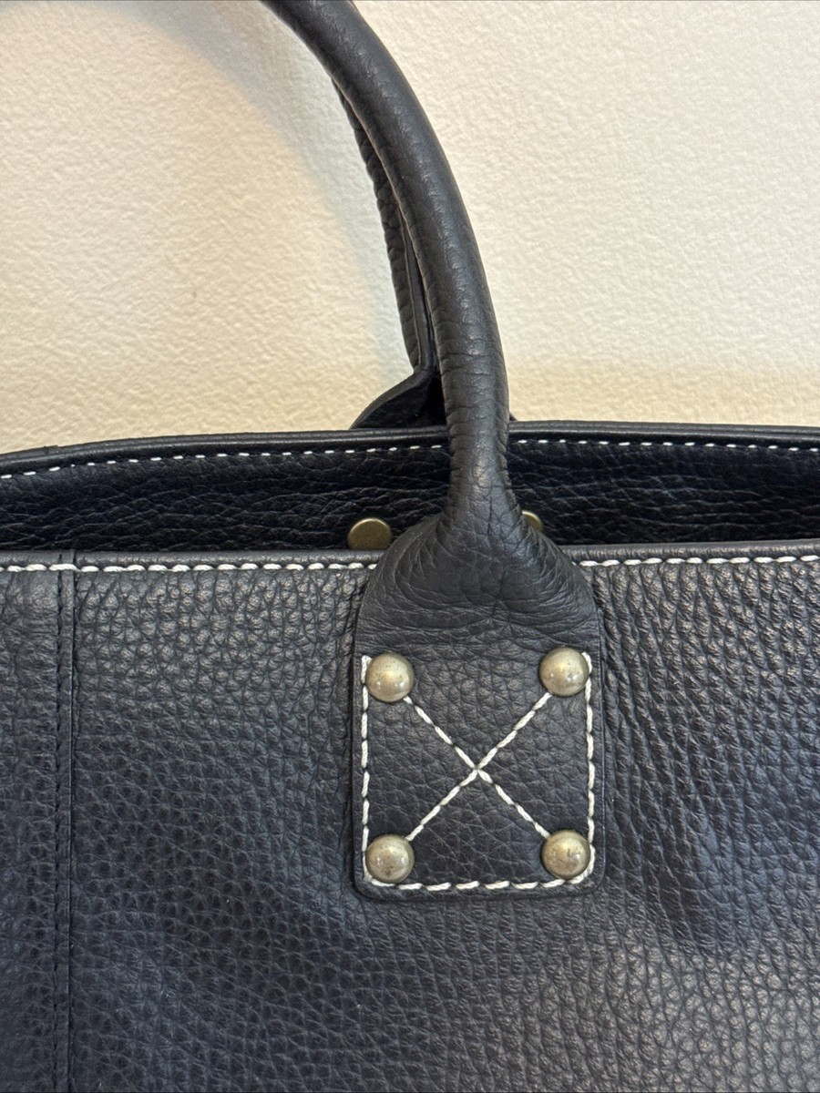 Vintage Gap Black Leather Purse Satchel Tote Y2K Interior Liner
