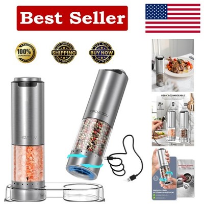 Stainless Steel Rechargeable Electric Grinder Set with LED Light & 95ml Capacity