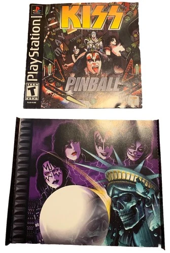 Kiss Pinball Manual ONLY* Back & Front Cover Art (Sony PlayStation 1, PS1, 2001)