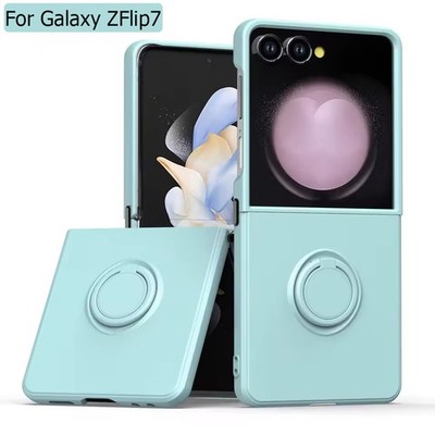 Hülle Für Samsung Galaxy Z Flip7 Flip6 Flip5 4 Flüssige Silikon Ring Halter Case