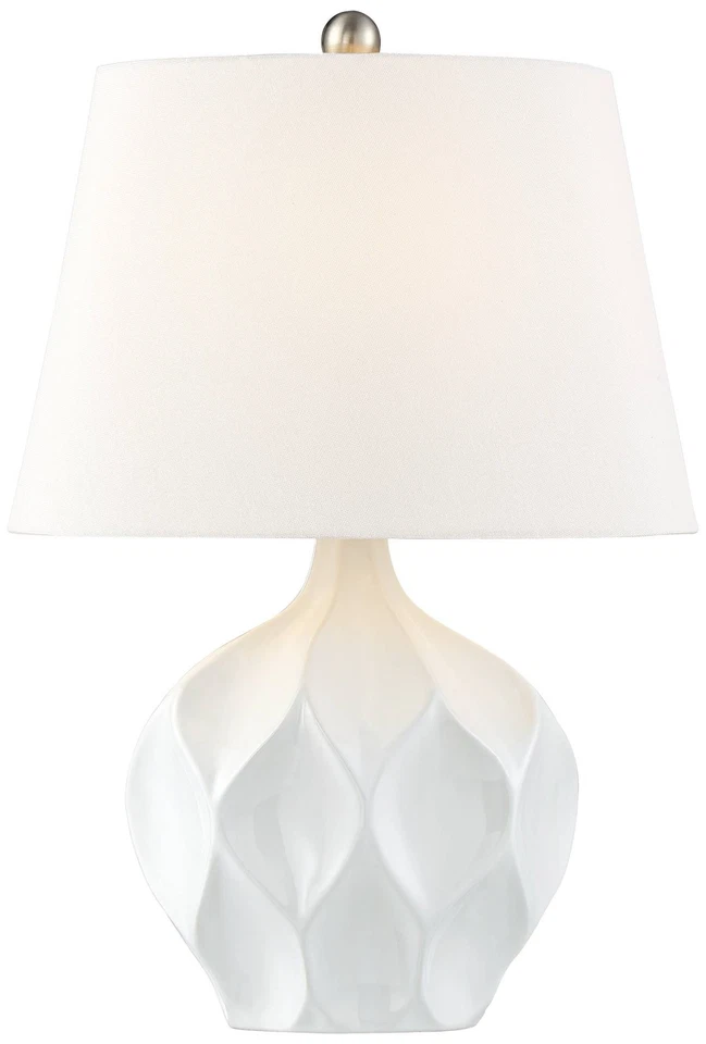 Lámpara de mesa Dobbs Mid Century moderna de 22 1/2" de alto esmalte blanco para dormitorio Foto 2 de 4