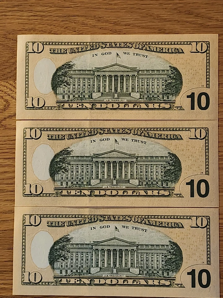 2004A $10 "STAR NOTE" BOSTON DISTRICT UNC/GEM LOT (3) CONS SERIAL # 00 START - Image 2 of 4