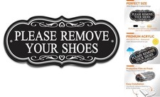Please Remove Your Shoes Sign   8x3.5 Inch Elegant Acrylic Door Sign, Black