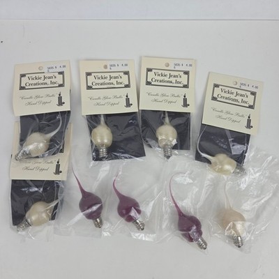 9 Vickie Jean's Creations Hand Dipped Candle Glow Bulbs Purple Yellow NOS USA