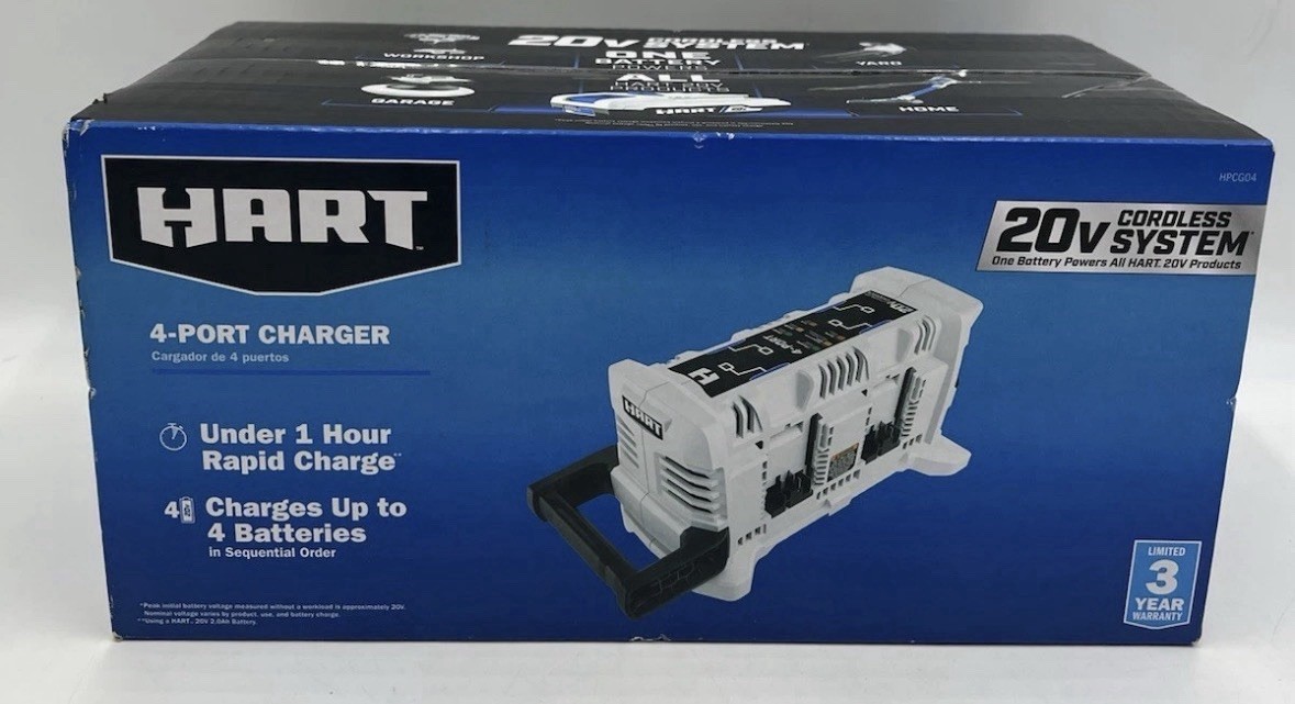 Hart HPCG04 20V Li-Ion 4-Port Quick Fast Charge Battery Charger Multi Tool 🆕