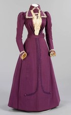 1899s Victorian Edwardian Wedding Day Dress Gothic Steampunk Purple Ball Gown