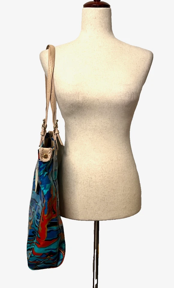 Bolsa tote SAKROOTS Artist Circle Water Nation nova com etiquetas bolsa com zíper WAVE OCEAN 104955 azul - Imagem 3 de 4