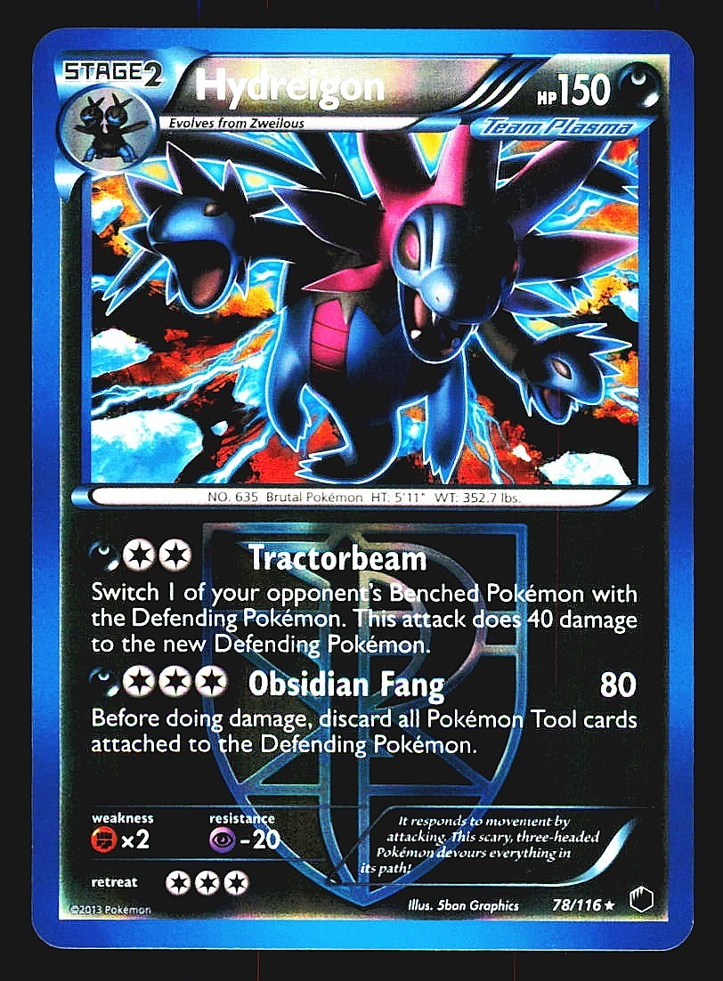 Pokemon Black & White Plasma Freeze HYDREIGON (Team Plasma) Holo Rare 78/116 NM