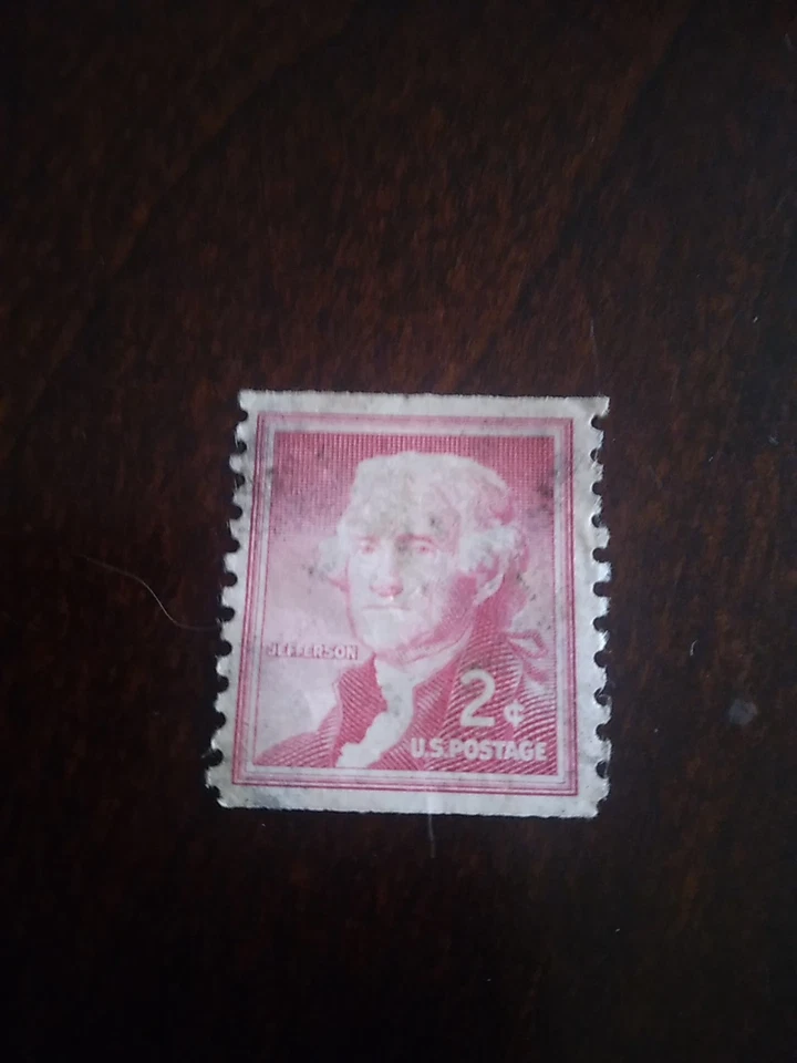 🔥  Thomas Jefferson 2 cent Antique Postage Stamp Red Used - Image 3 of 4