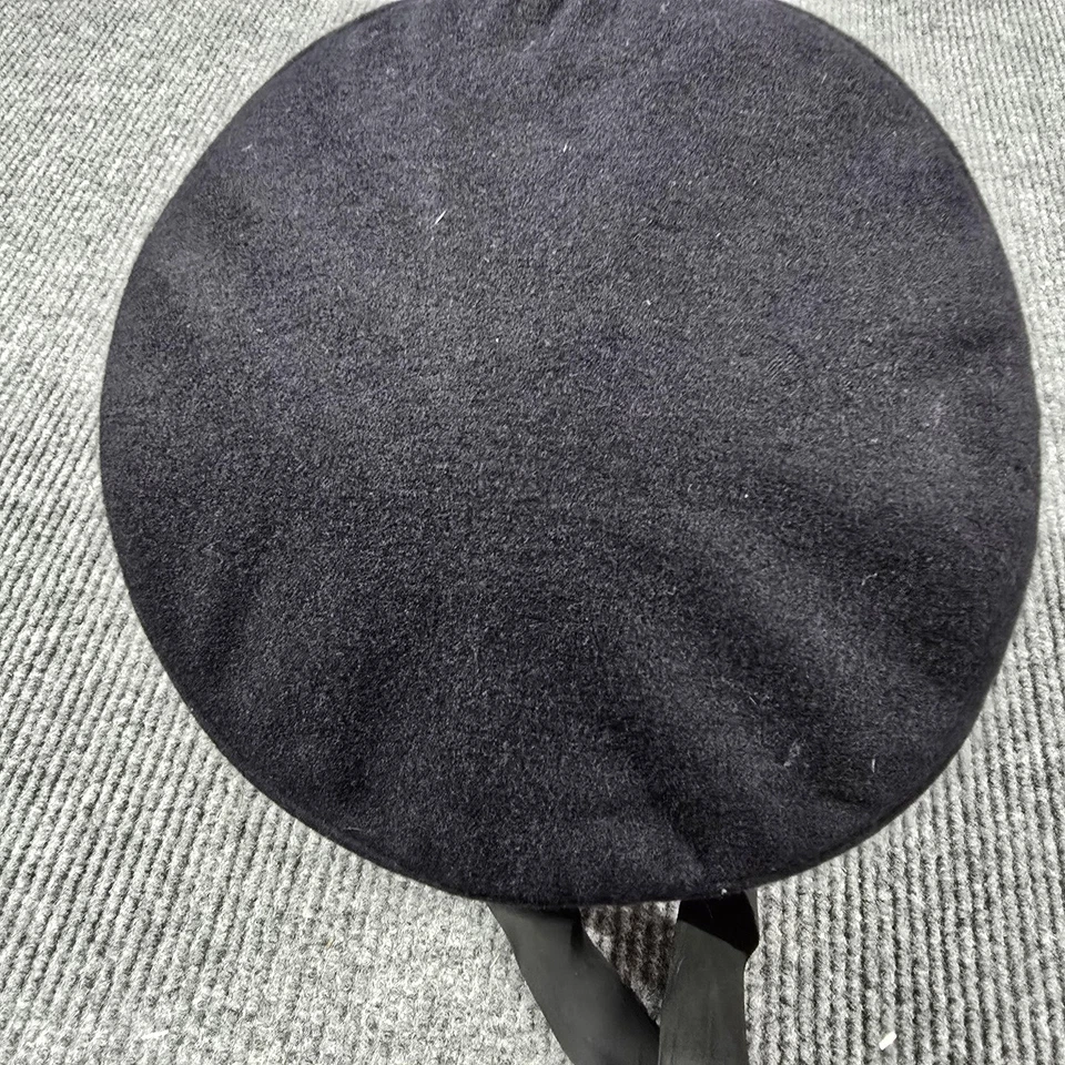 Sombrero militar boina ajustado para hombre 7 1/4 negro lana cuero banda para sudar uniforme vestido Foto 4 de 4