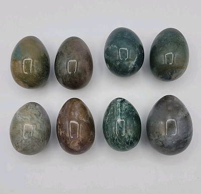 Vintage Marble Alabaster Granite Stone Polished Eggs Natural Multicolor Lot Of 8