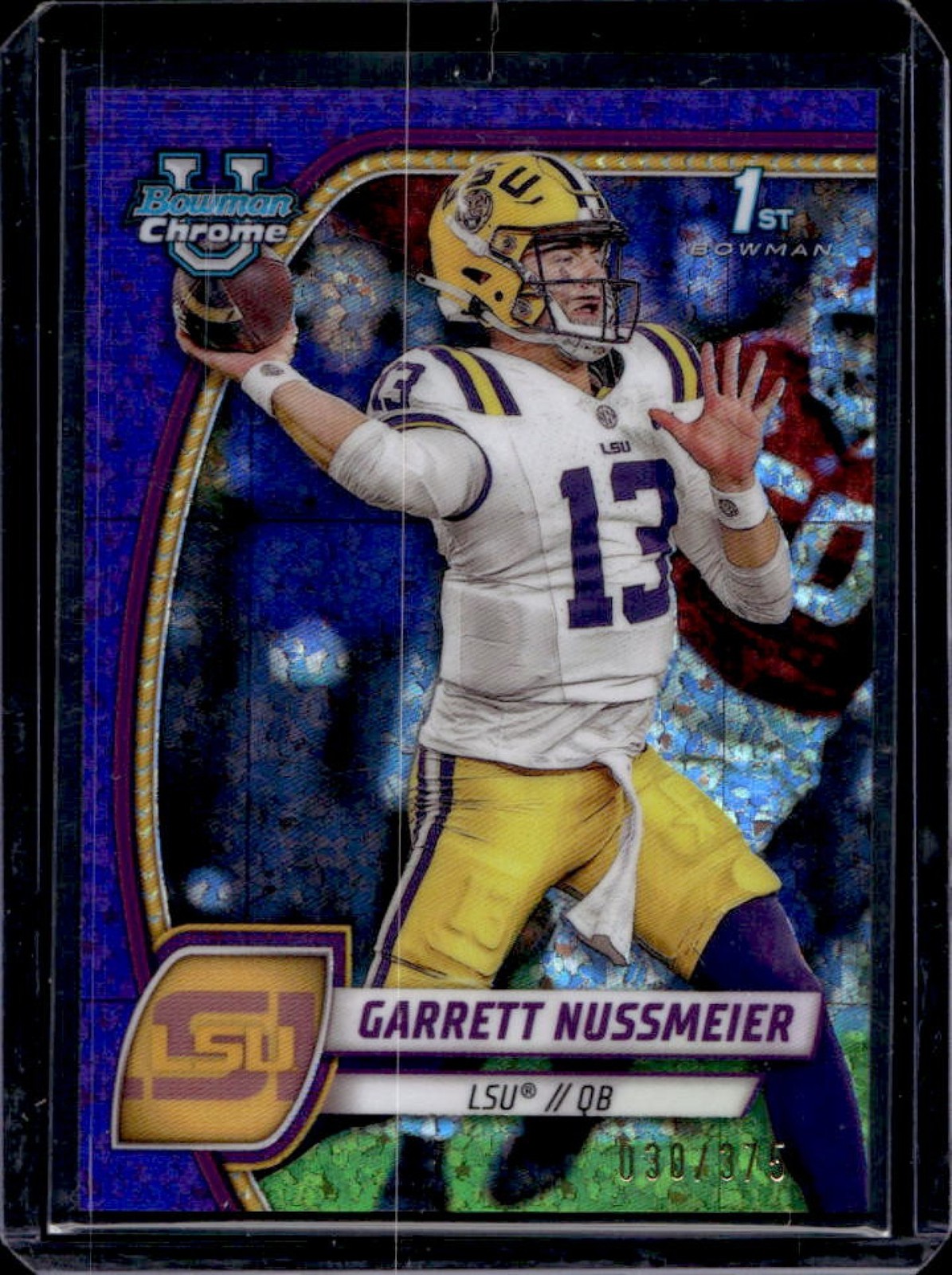 2024 Bowman Chrome U Garrett Nussmeier Purple Mini Diamond Refractor 1st #30/375