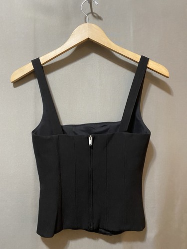 NWT ZARA Women Strap Square Neck Zipper Boning Corset Style Crop Top SZ XS Black - Picture 5 of 16