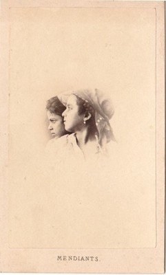 Portrait Wolke Medaillon Kinder Bettler Foto CDV Algerien 1865 Portier