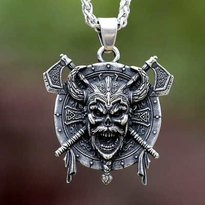 #ad Viking Warrior Skull Necklace Stainless Steel Necklace AU $26.00