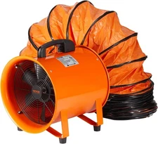 VEVOR Industrial Portable Air Blower Ventilator with Hose, 10 Inch, Orange 