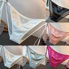 Brand New Lace Up Briefs Silk Satin Underwear Lace Up Low Rise Nightwear Panties