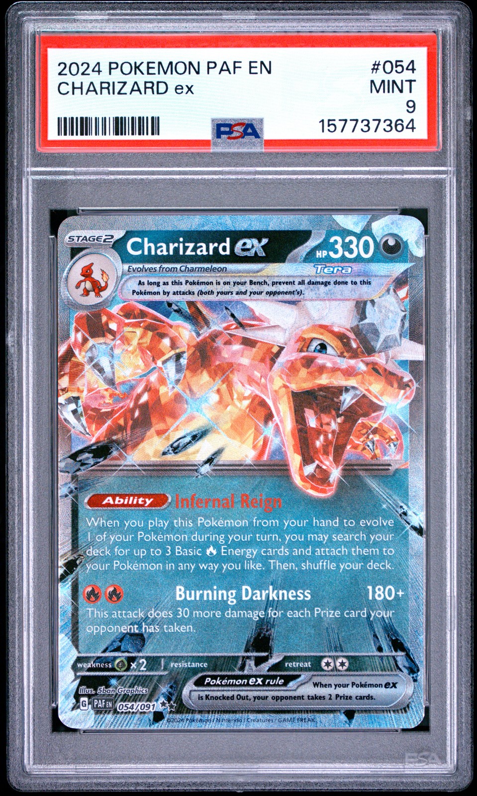2024 POKEMON PAF EN-PALDEAN FATES #054 CHARIZARD EX PSA 9