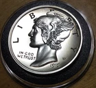 1916-D Mercury Dime HIGH RELIEF Tribute 2oz Silver in CAPSULE (#6)