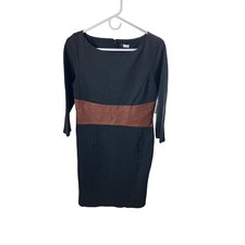 Venus Dress Womens Brown Black Colorblock Fitted Career Office 3/4 Sleeve