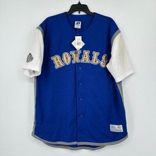 VTG Kansas City Royals Jersey Mens Sz L White Blue MLB NWT Blank Back 90s 00s