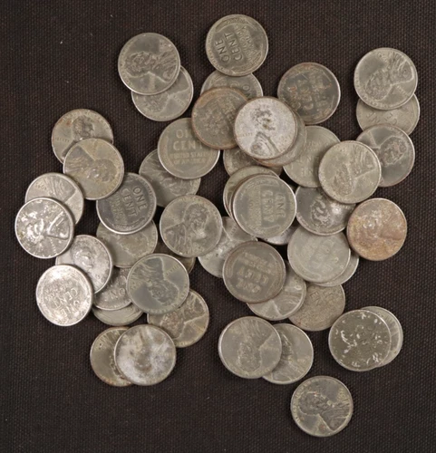 Roll of 50 - 1943-S Lincoln Steel Wheat Cents - F-XF+ Conditions w-Good Details