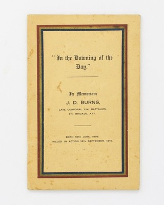 James Drummond BURNS / 'In the Dawning of the Day' In Memoriam J.D Burns 1st ed