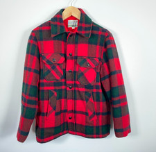 Maine Guide Congress Wool Jacket Men's Medium Red Green Plaid Deep Pile Lining
