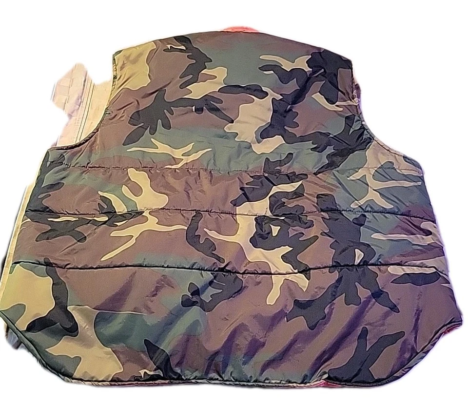VTG Reversible Camo Vest Size XL Woodland / Hunters Orange Nylon Hunting Coat - Image 3 of 4