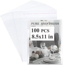 100 Pcs Resealable Magazine Bags Thick Clear Plastic Sleeves for 8.5X11 Inch Pa