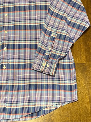 Brooks Brothers 346 X-Large Regent blau lila kariert Knopfleiste Langarm Herren - Bild 5 von 18