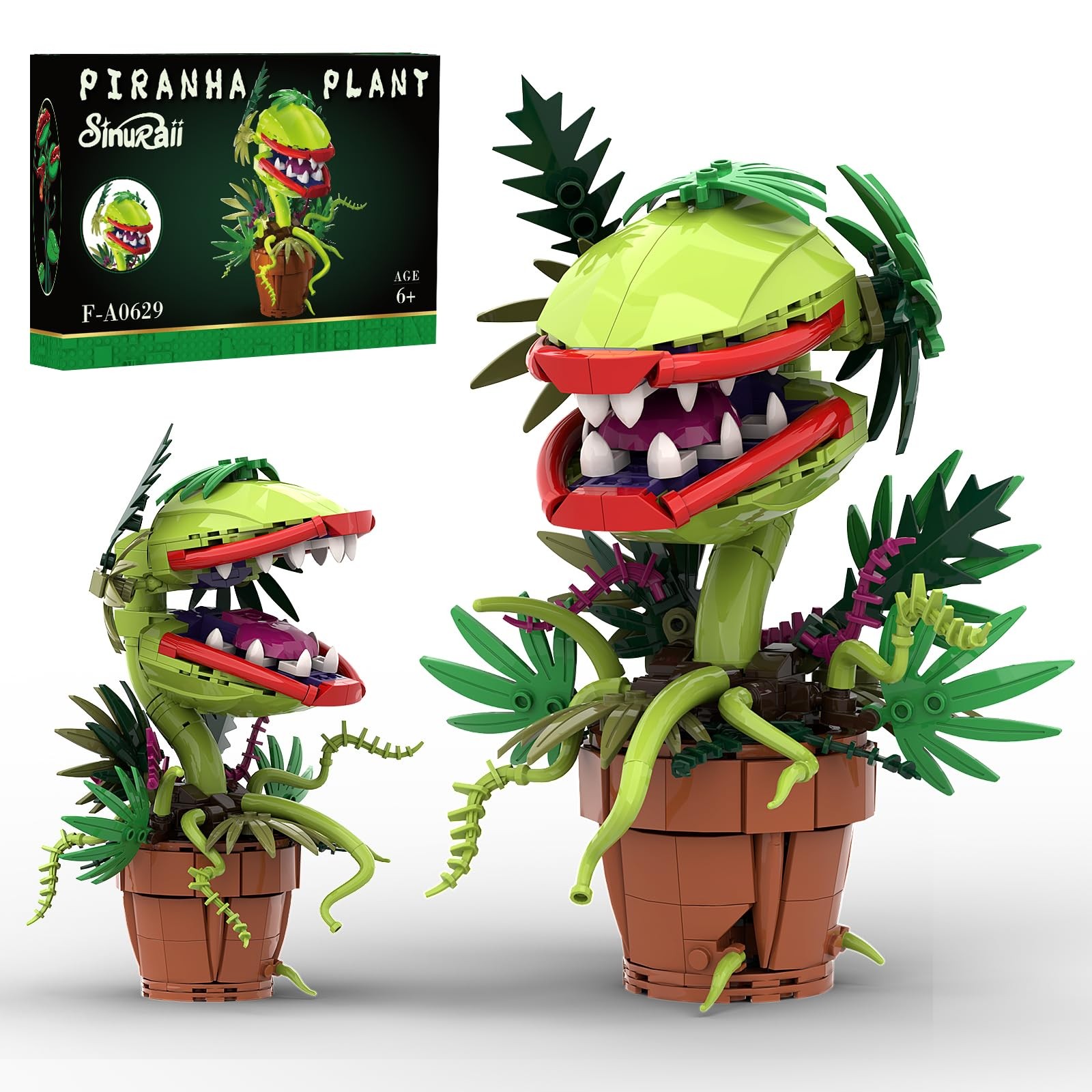 MOC Audrey II Piranha Plant Building Block Chomper Potted Plants Horrors Flower