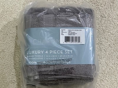 Charisma 100% Hygrocotton Towel Set 2 Hand Towels & 2 Wash Cloths Gunmetal Gray