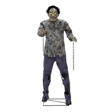 6FT Horror Haunted Hill Farm Guard Zombie Animatronic w/ Sound & Light Prop