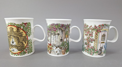 Dunoon Kaffeebecher Tasse 3 Stück Doorways Christmas designed by Sue Scullard