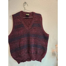 Billy Kelly Shetland Wool Vest Mens L Burgundy Striped Made in Ireland Vintage