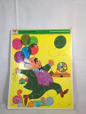 vintage whitman Fuzzy Wuzzy Balloon Man Pre-School Frame Tray Puzzle Complete 