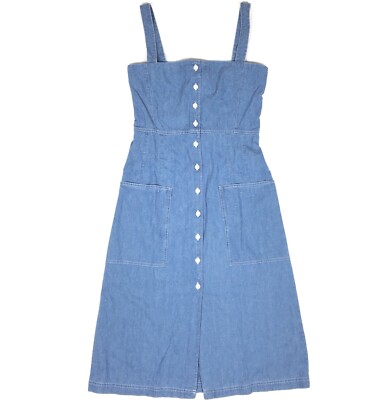 Levi's Sundress Womens 1 Small Blue Made & Crafted Neppy Chambray Cotton Linen