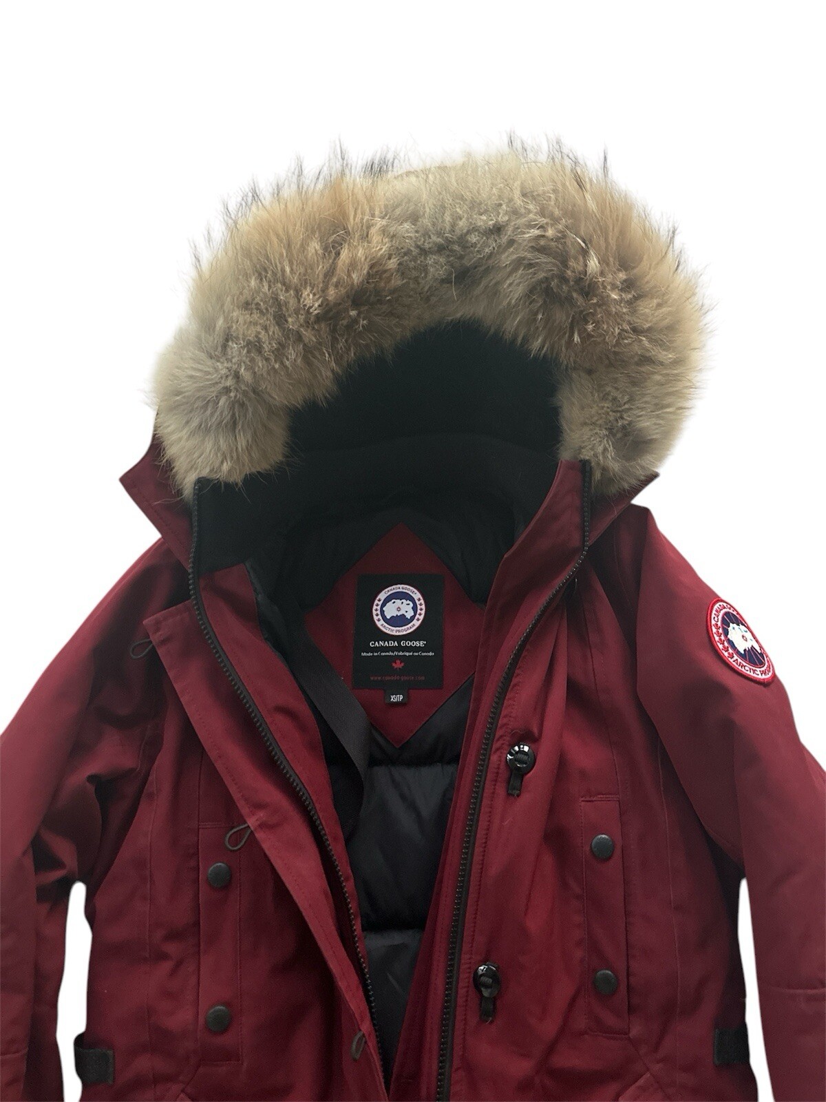 Canada Goose kensington Parka Women Extra small XS Fur Trim Red 2506L Authentic thumbnail 4