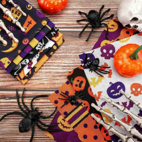 Halloween Tela Algodón Decoración Dije 40 Piezas Paquete Lote 5" CUADRADOS Acolchado Precortado Foto 3 de 4