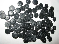 100 Flat Black Four Hole 3/4" Buttons 