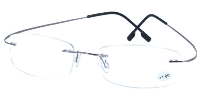 Dezente, leichte Fertiglesebrille / -hilfe ''FlexRimless'' - randlos - Gun | NEU