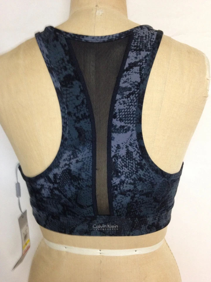 Bralette de malla estampada Calvin Klein PF7T2811 Combo azul audaz Nuevo con etiquetas Foto 4 de 4