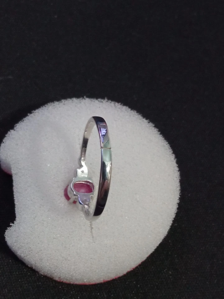 Anello in argento 925 rubino naturale 0,63ct rosso rosa - Immagine 3 di 4