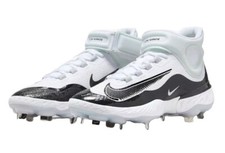 Size 7 Nike Alpha Huarache Elite 4 Mid White/Black Baseball Cleat FD2744-101