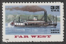 US 3093 Riverboats Far West 32c single MNH 1996