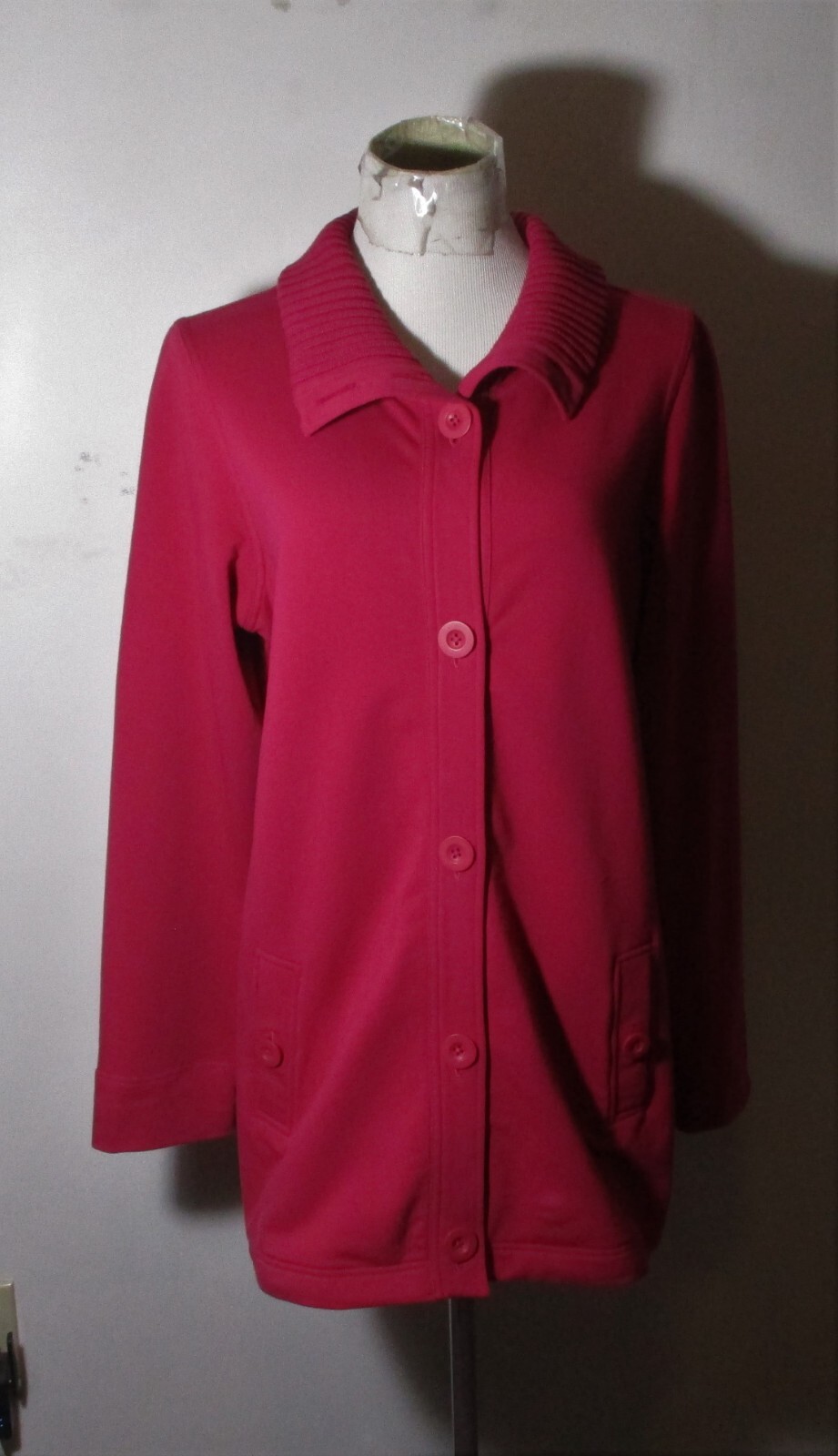 Women's L.L. BEAN Magenta Midi Button Coat Size M
