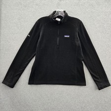 Patagonia Women Sweatshirt M Black Pullover Micro D Fleece 1/4 Zip
