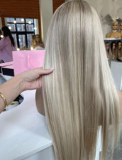 Highlight blond glatte Perücke  13x4 Lace Fr...